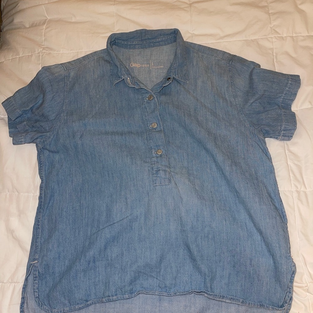 Gap Light Blue Casual Button Down Light Denim Shi… - image 1